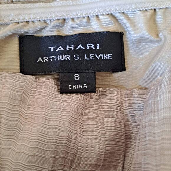 Tahari Gerard Detactable Strap Gold Dress with Braided Sequence Waist - Size 8 - Picture 16 of 16